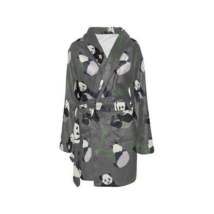 Panda Pattern Print Design A06 Women's Fleece Robe