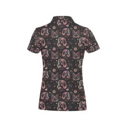 Third Eye Girl Cat Print Design LKS305 Women's Polo Shirt