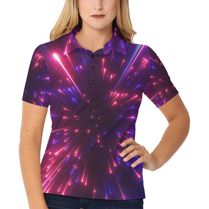 Celestial Purple Blue Neon Speed Light Women's Polo Shirt