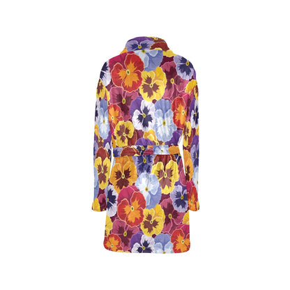 Pansy Pattern Print Design PS01 Women's Fleece Robe