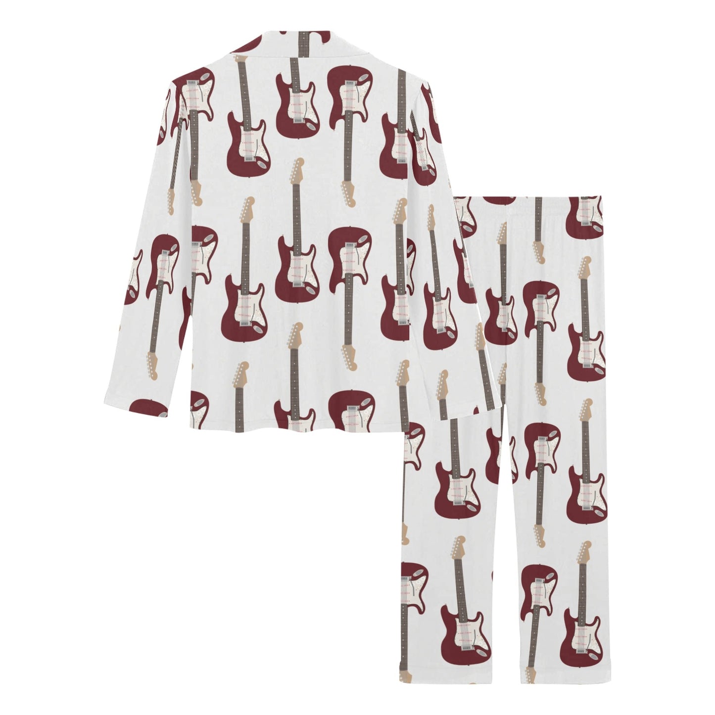 Bass Guitar Pattern Print Design 03 Women's Long Pajama Set