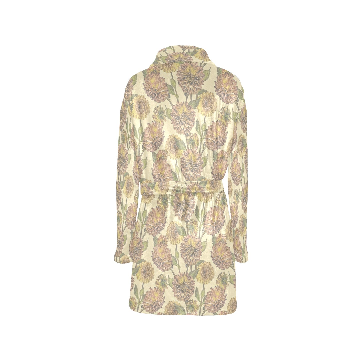 Dahlia Pattern Print Design DH09 Women's Fleece Robe