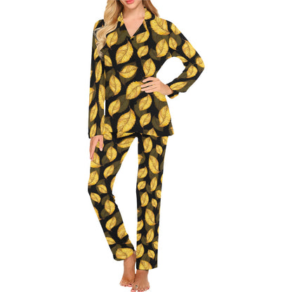 Elm Leave Summer Print Pattern Women's Long Pajama Set