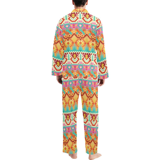 Aztec Pattern Print Design 03 Men's Long Pajama Set