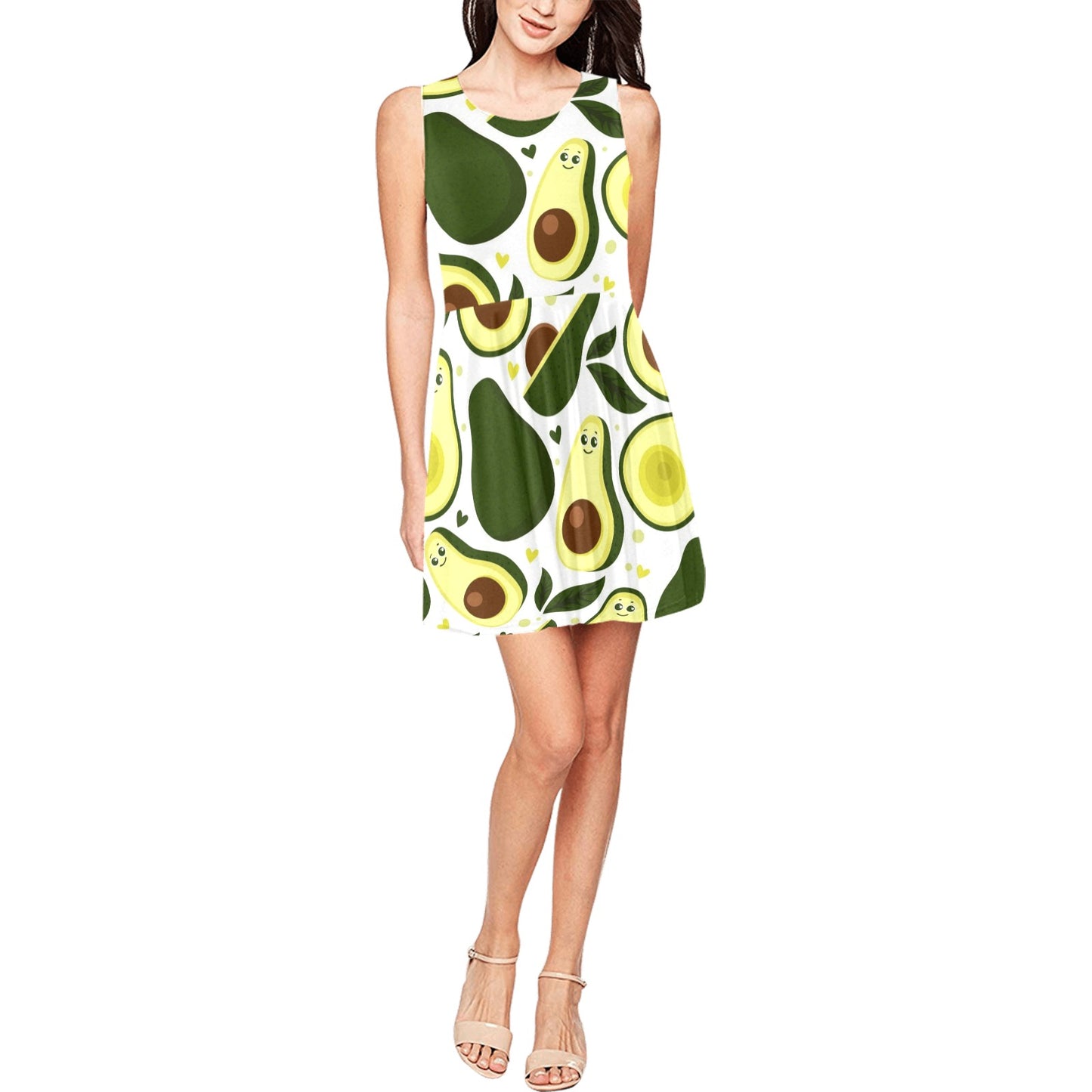 Avocado Pattern Print Design AC06 Sleeveless Dress