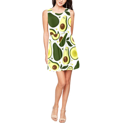 Avocado Pattern Print Design AC06 Sleeveless Dress