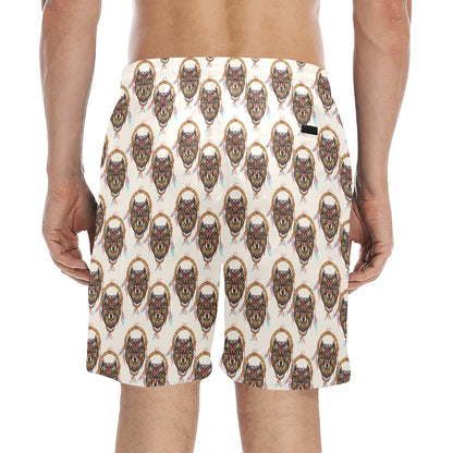 Wolf Tribal Dream Catcher Design Print Men's Swim Trunks Beach Shorts