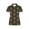 Fleur De Lis Gold Pattern Print Design 01 Women's Polo Shirt