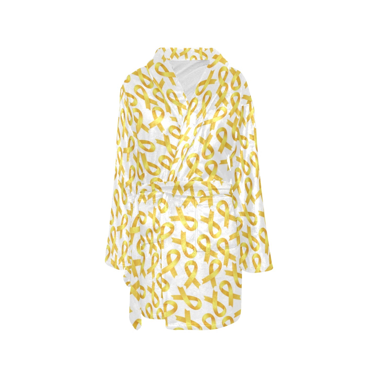 Childhood cancer Pattern Print Design 02 Women's Fleece Robe
