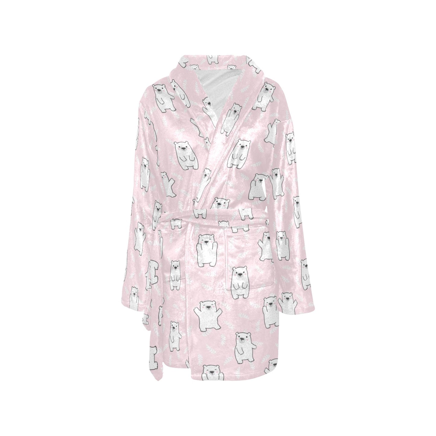 Polar Bear Pattern Print Design PB09 Women's Fleece Robe