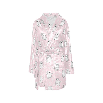 Polar Bear Pattern Print Design PB09 Women's Fleece Robe
