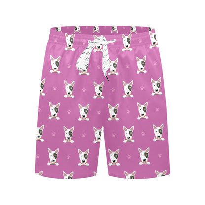 Bull Terrier Happy Print Pattern Men's Swim Trunks Beach Shorts