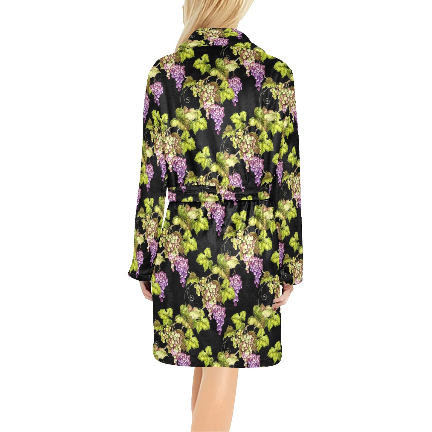 Grape Pattern Print Design GP04 Women's Fleece Robe