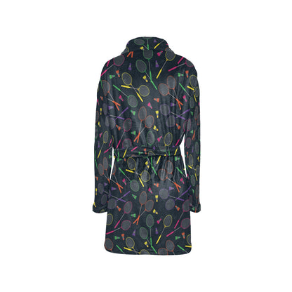 Badminton Pattern Print Design 04 Women's Fleece Robe