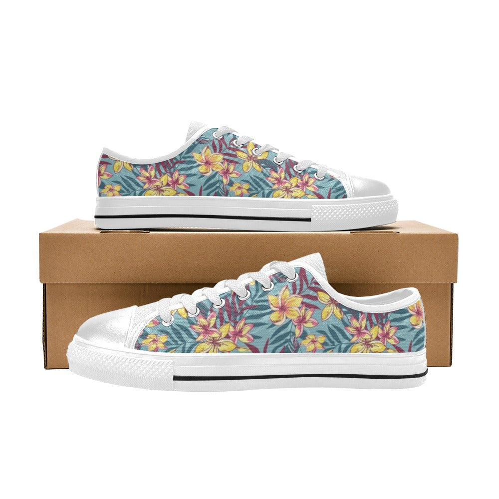 Summer Floral Print Design LKS304 Women's White Low Top Shoes