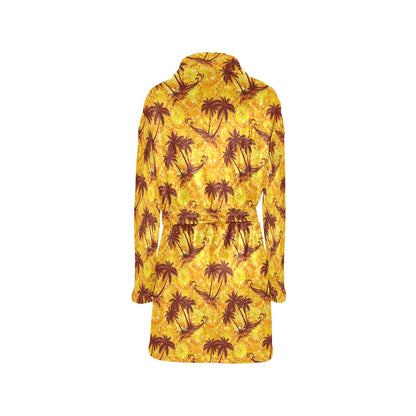 Palm Tree Pattern Print Design PT012 Women's Fleece Robe