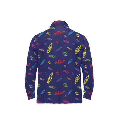 Surfboard Print Design LKS305 Long Sleeve Polo Shirt For Men's