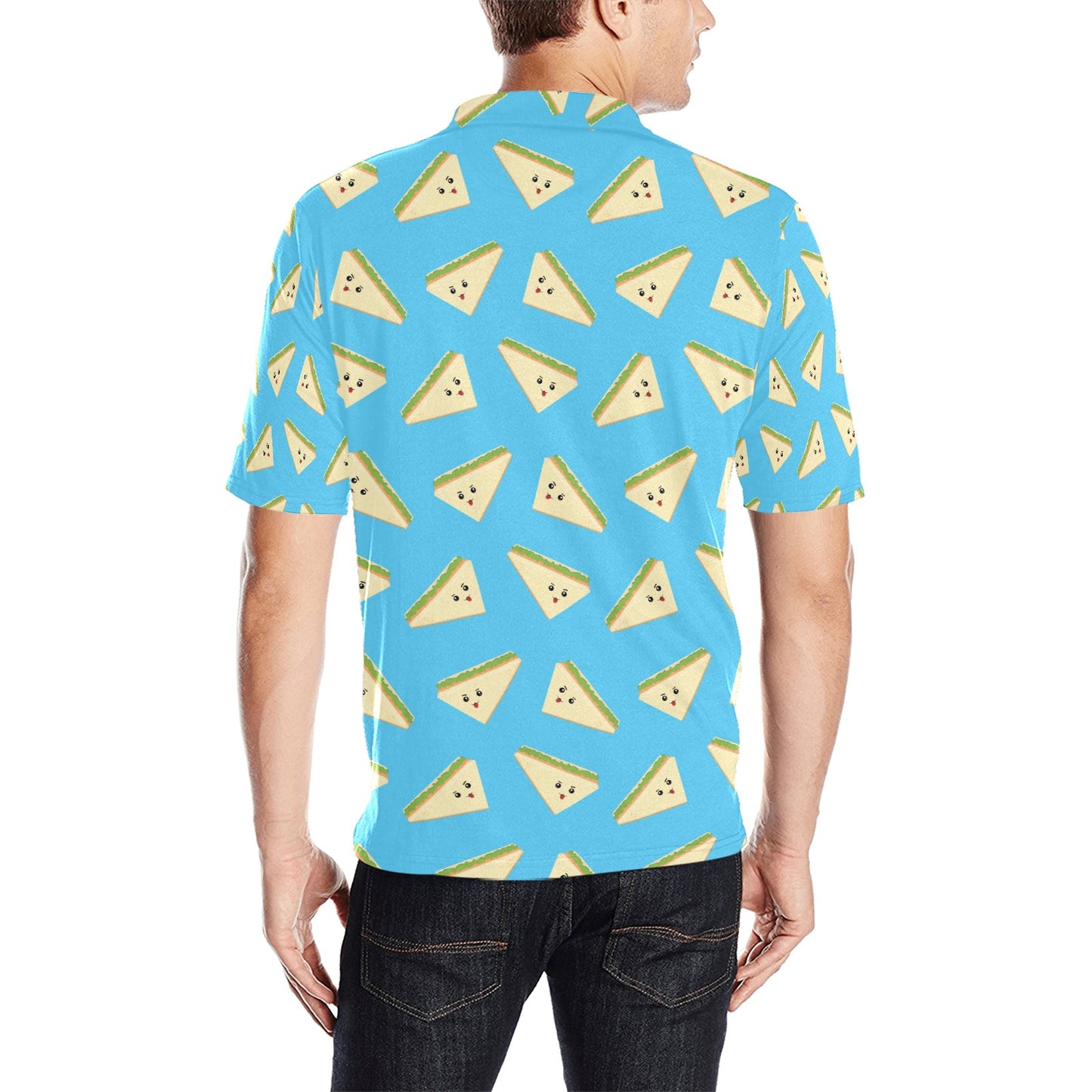 Sandwich Emoji Print Design LKS305 Men Polo Shirt