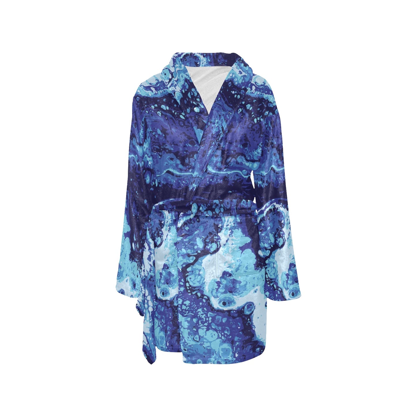 Ocean Liquid Pattern Print Design A03 Women's Fleece Robe