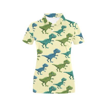 T Rex Pattern Print Design A04 Women's Polo Shirt