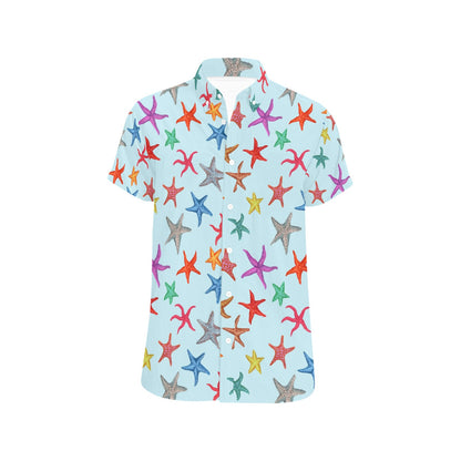 Starfish Print Design LKS402 Men Short Sleeve Button Up Shirt