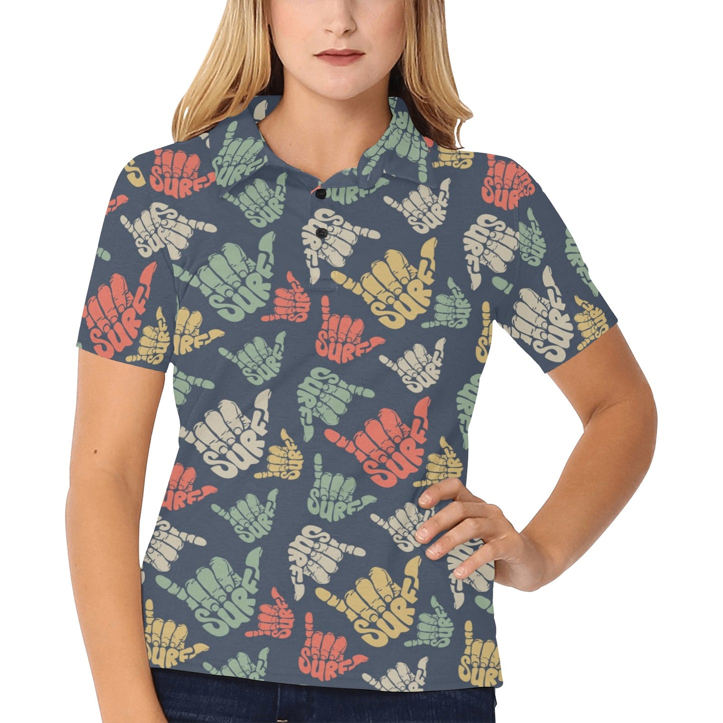 Surf Hand sign Women's Polo Shirt