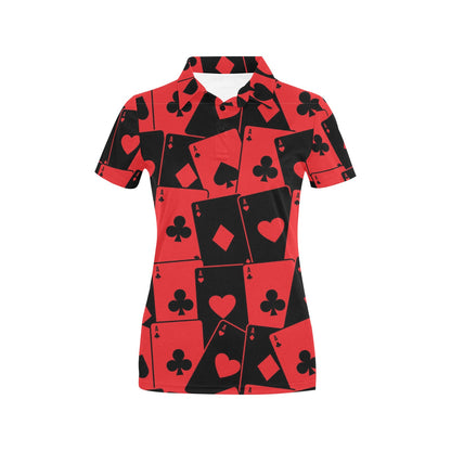 Poker Cards Pattern Print Design A01 Women's Polo Shirt
