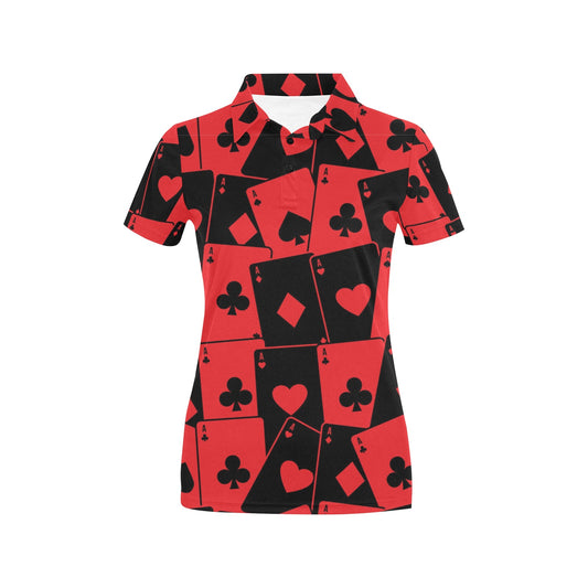 Poker Cards Pattern Print Design A01 Women's Polo Shirt