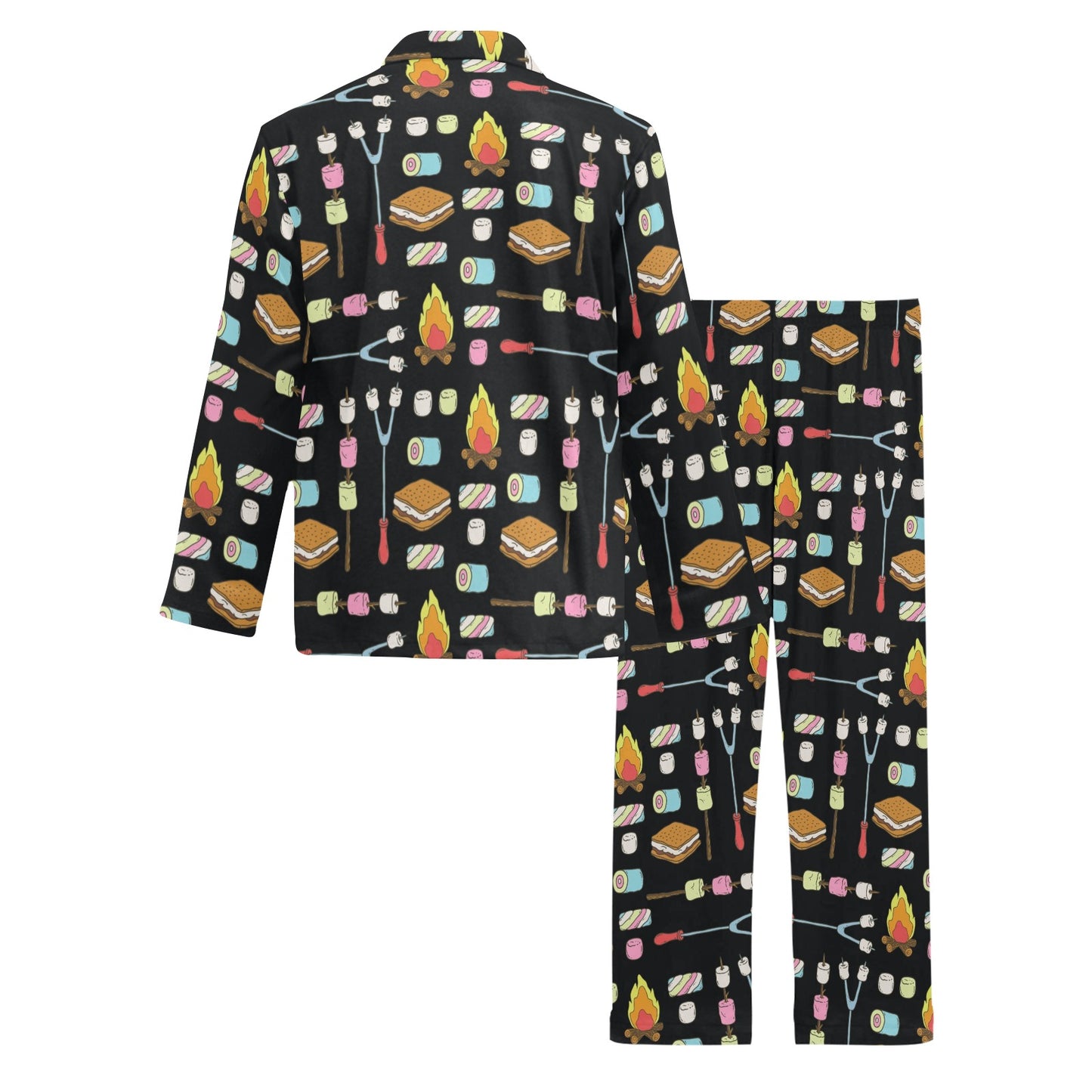 Camping Campfire Marshmallows Men's Long Pajama Set