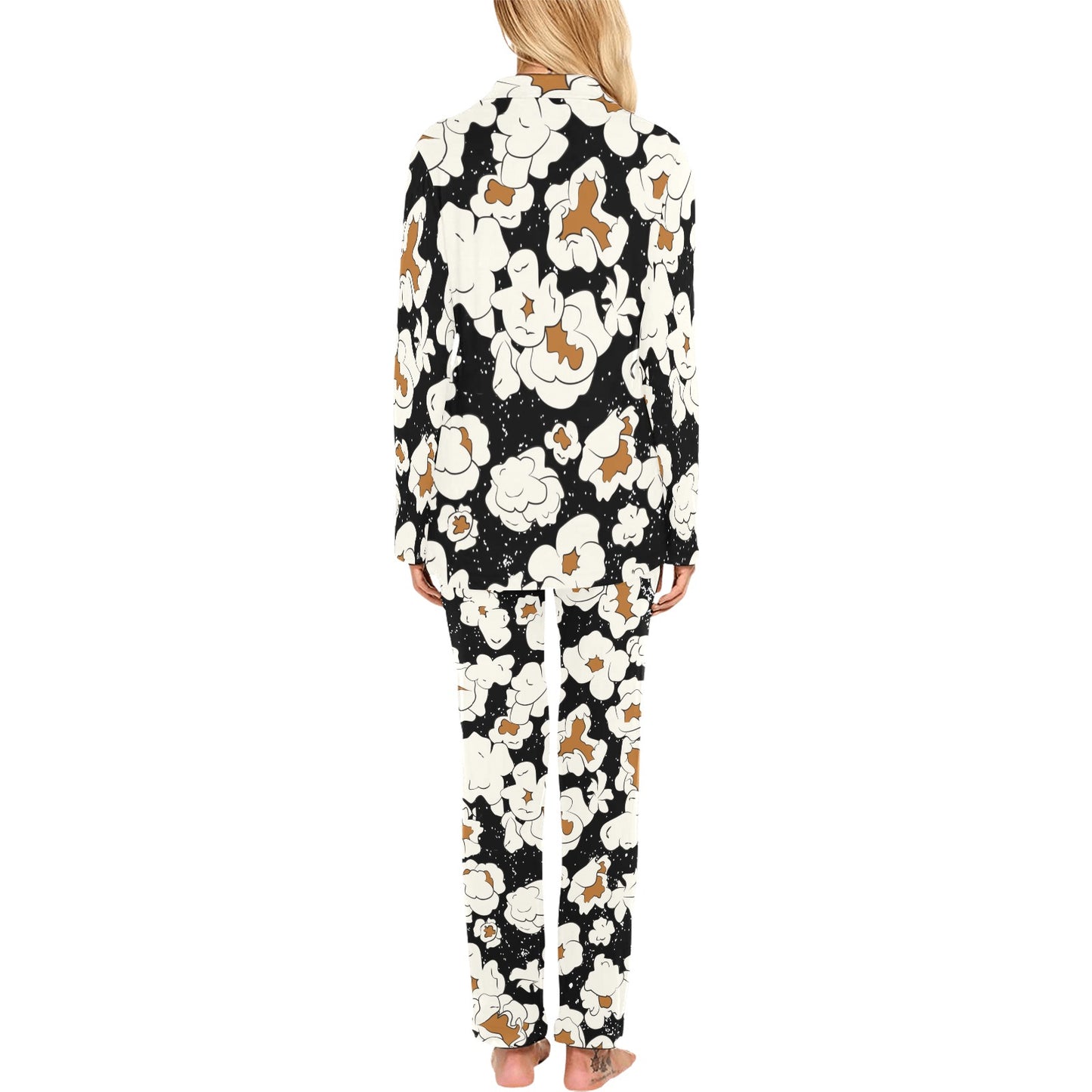 Popcorn Pattern Print Design A02 Women's Long Pajama Set