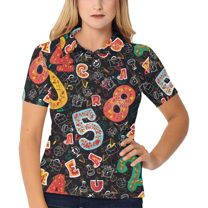 Number Pattern Print Design A03 Women's Polo Shirt