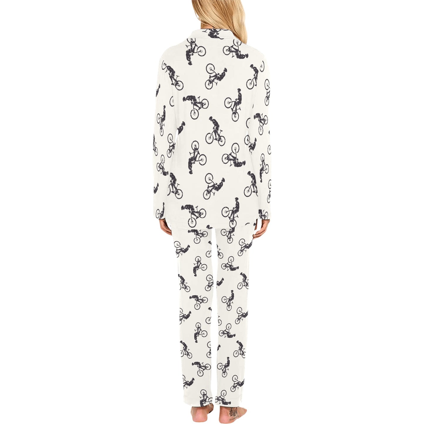 Mountain bike Pattern Print Design 01 Women's Long Pajama Set