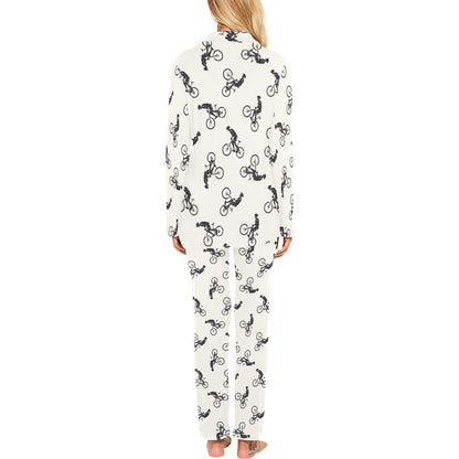 Mountain bike Pattern Print Design 01 Women's Long Pajama Set