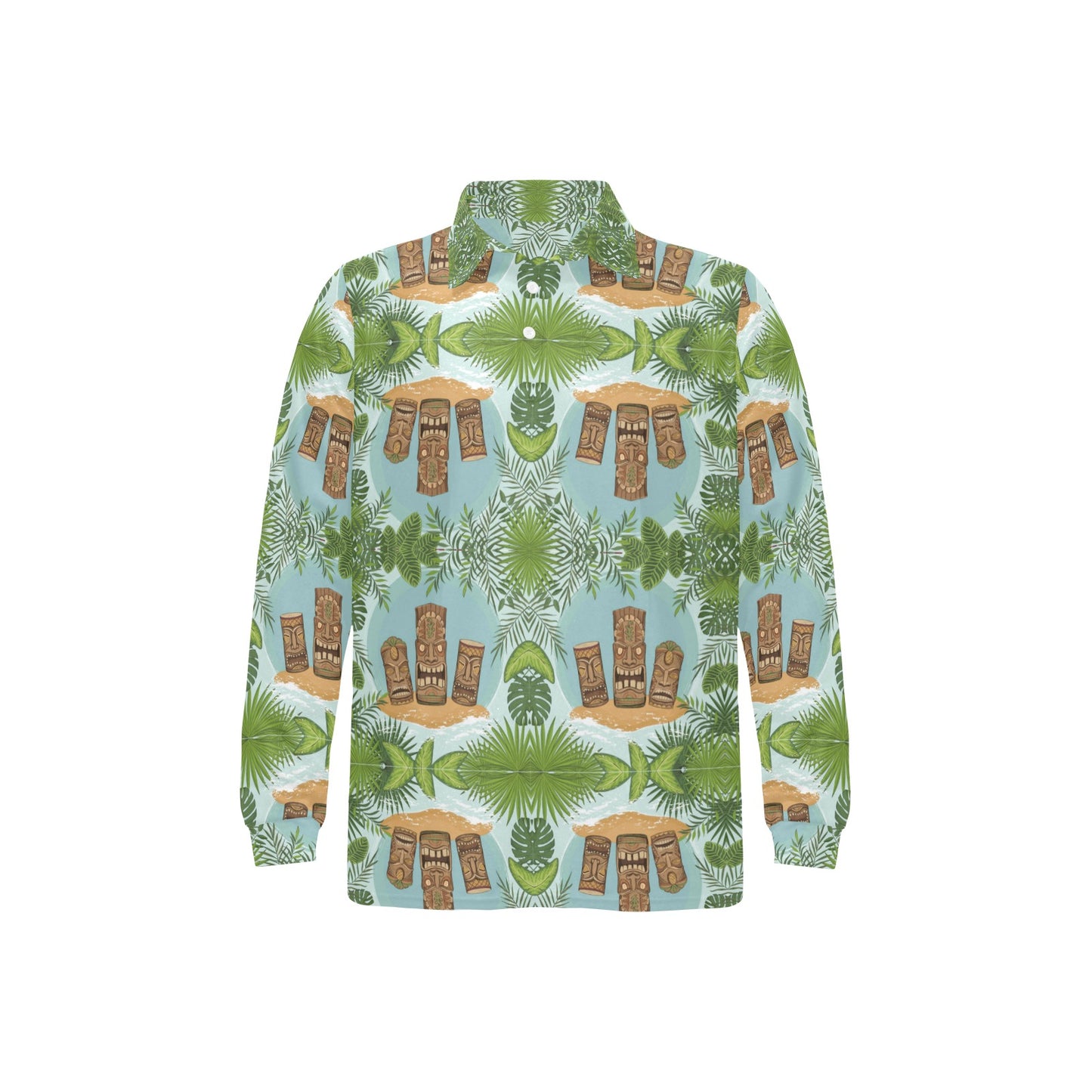 Tiki Wood Island Long Sleeve Polo Shirt For Men's