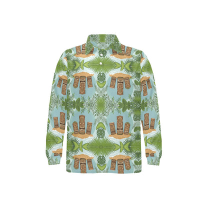 Tiki Wood Island Long Sleeve Polo Shirt For Men's