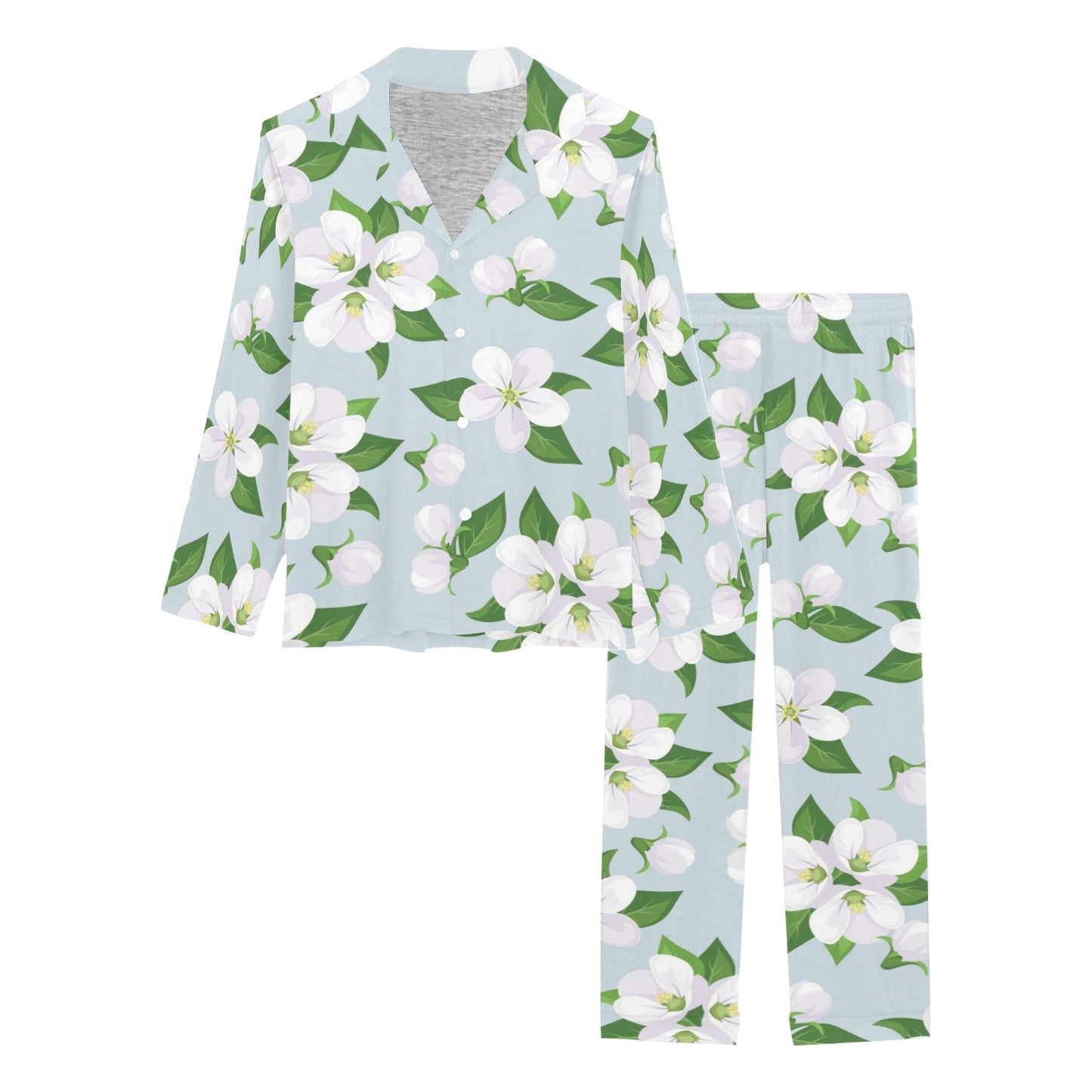 Apple blossom Pattern Print Design AB04 Women's Long Pajama Set