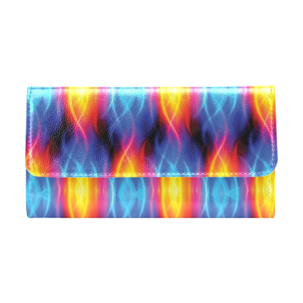 Flame Fire Blue Design Print Women's Trifold Wallet