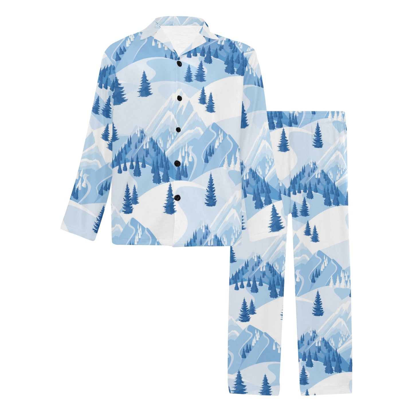Mountain Pattern Print Design 03 Men's Long Pajama Set