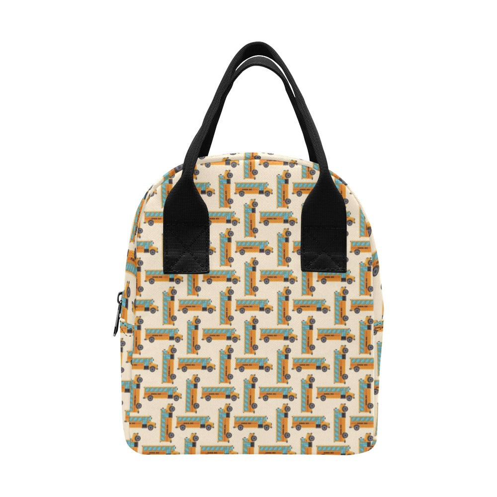 School Bus Print Design LKS305 Insulated Lunch Bag