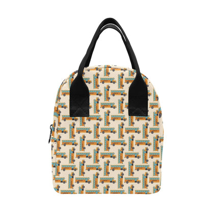 School Bus Print Design LKS305 Insulated Lunch Bag