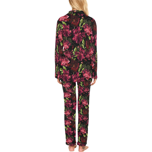 Iris Pattern Print Design IR03 Women's Long Pajama Set