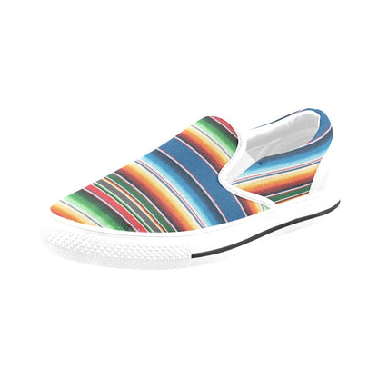 Serape Print Design LKS303 White Slip Ons Canvas Women's Shoes