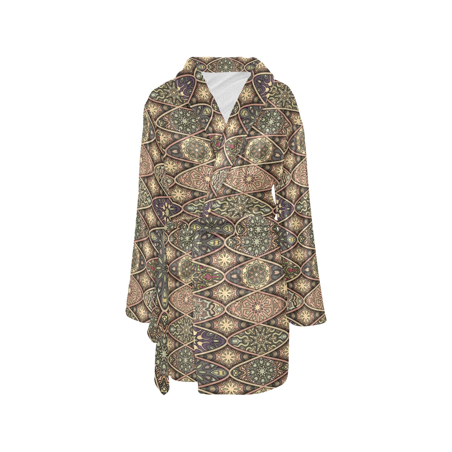 Mandala Motif Themed Design Print Women's Fleece Robe