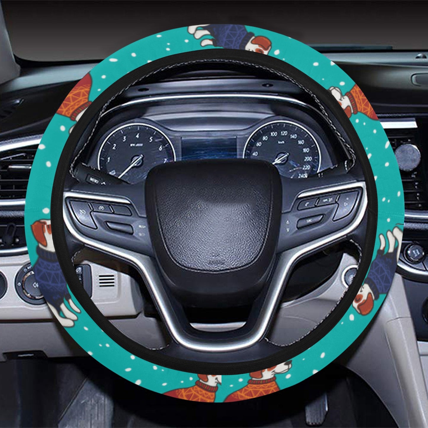 Russell Terriers Print Design LKS309 Steering Wheel Cover with Elastic Edge