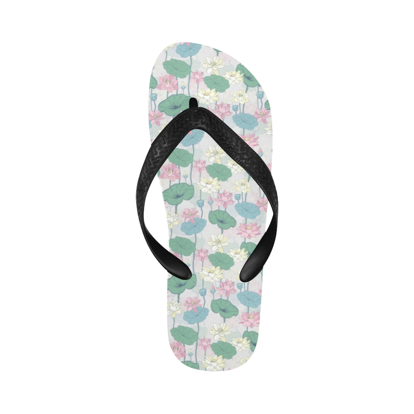 Water Lily Print Design LKS305 Flip Flops