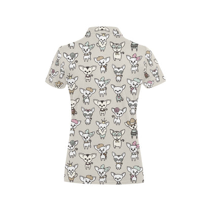 Chihuahua Pattern Print Design 02 Women's Polo Shirt
