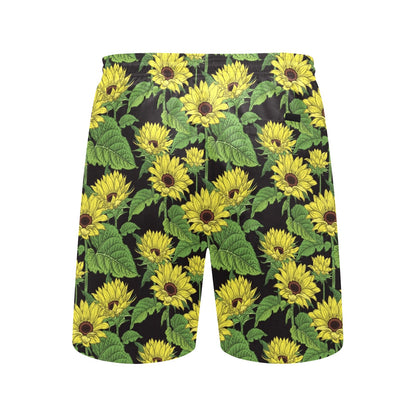 Sunflower Print Design LKS3010 Men's Swim Trunks Beach Shorts