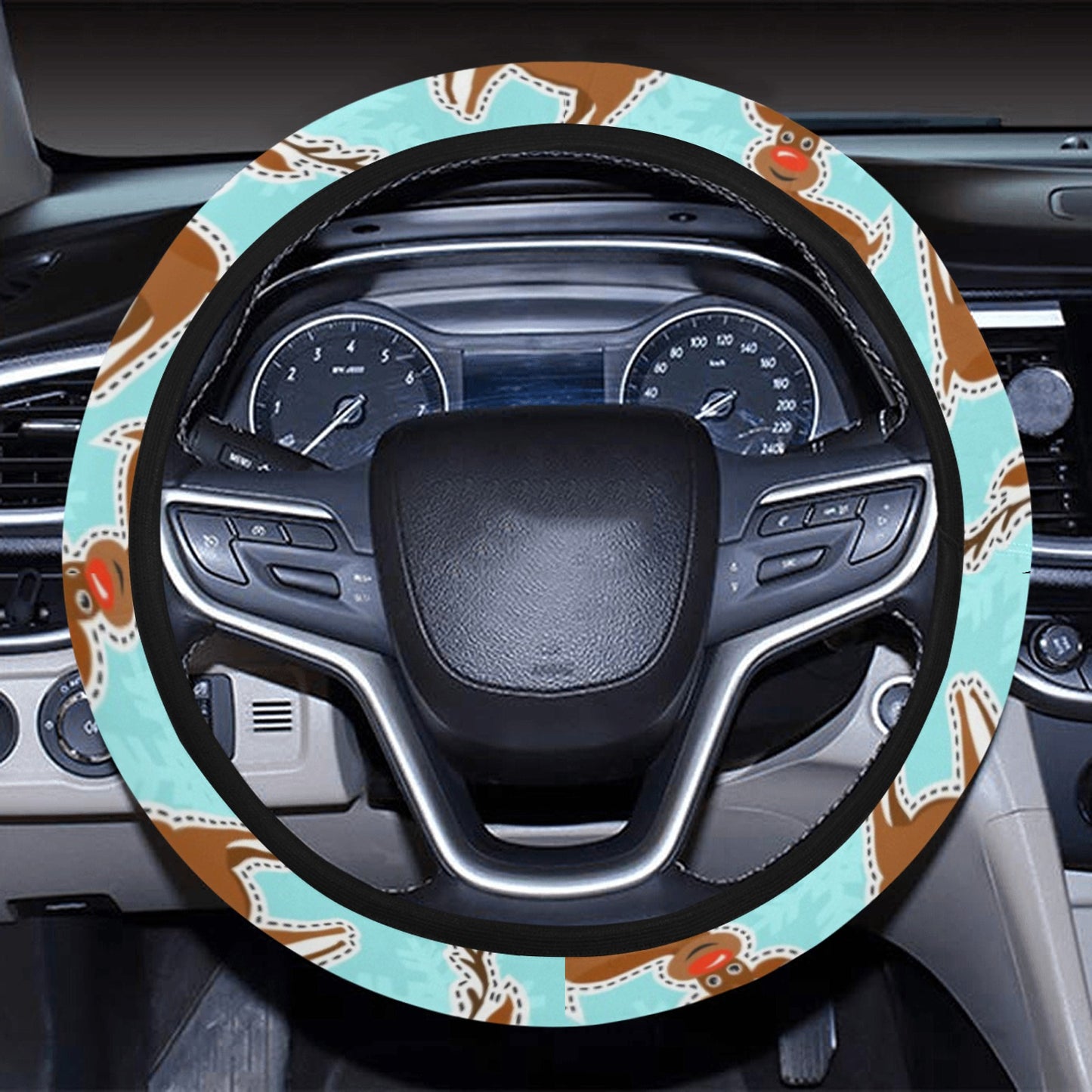Reindeer Print Design LKS403 Steering Wheel Cover with Elastic Edge