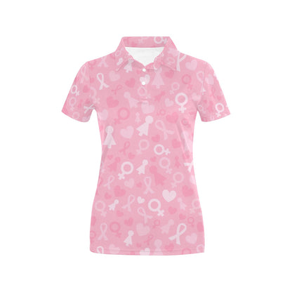 Breast cancer Pattern Print Design 01 Women's Polo Shirt