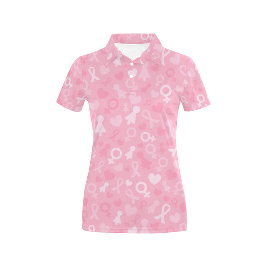 Breast cancer Pattern Print Design 01 Women's Polo Shirt